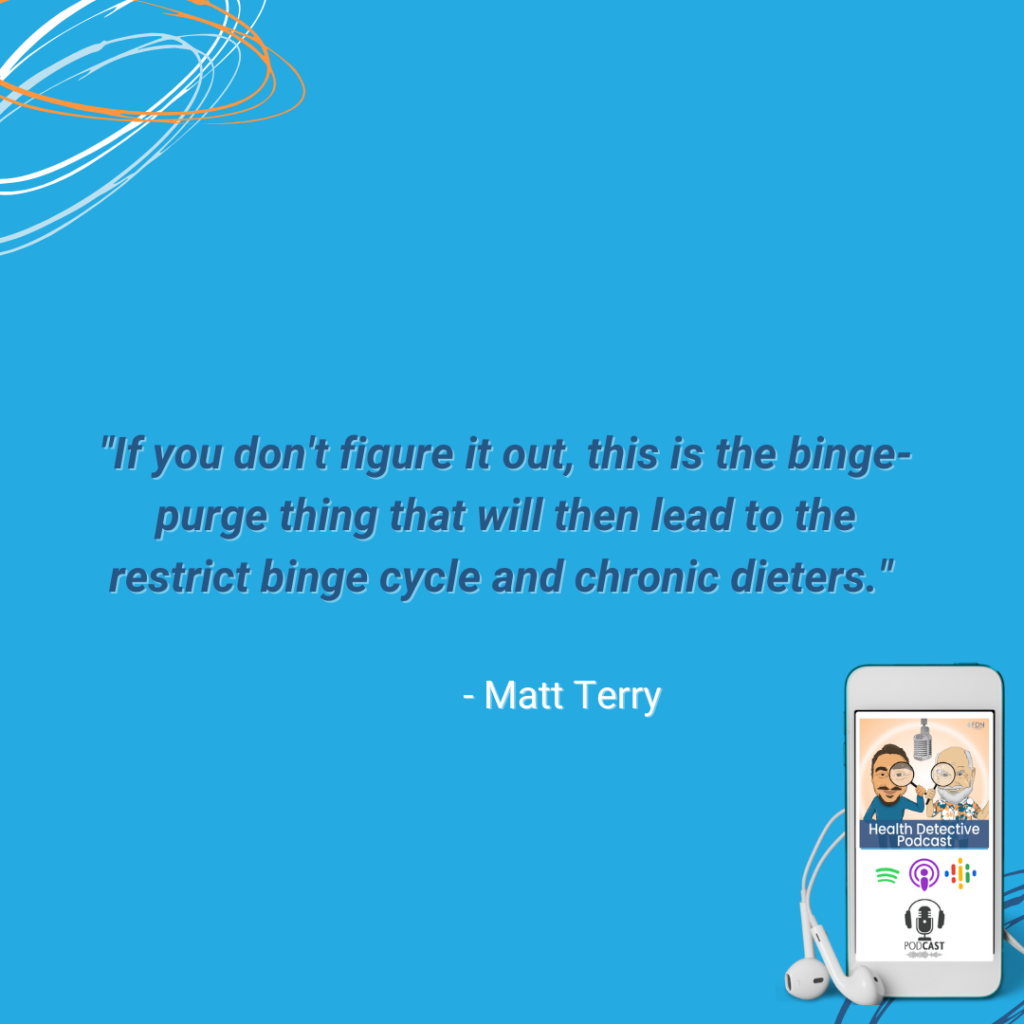 EATING DISORDER TURNS INTO RESTRICT BINGE CYCLE, STRICT CHRONIC DIETING, FDN, FDNTRAINING, HEALTH DETECTIVE PODCAST, EATING DISORDER