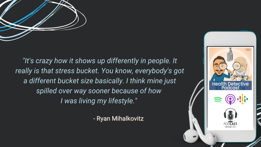 STRESS, STRESS BUCKET, DIFFERENT PEOPLE HAVE DIFFERENT SIZE STRESS BUCKETS, FDN, FDNTRAINING, HEALTH DETECTIVE PODCAST