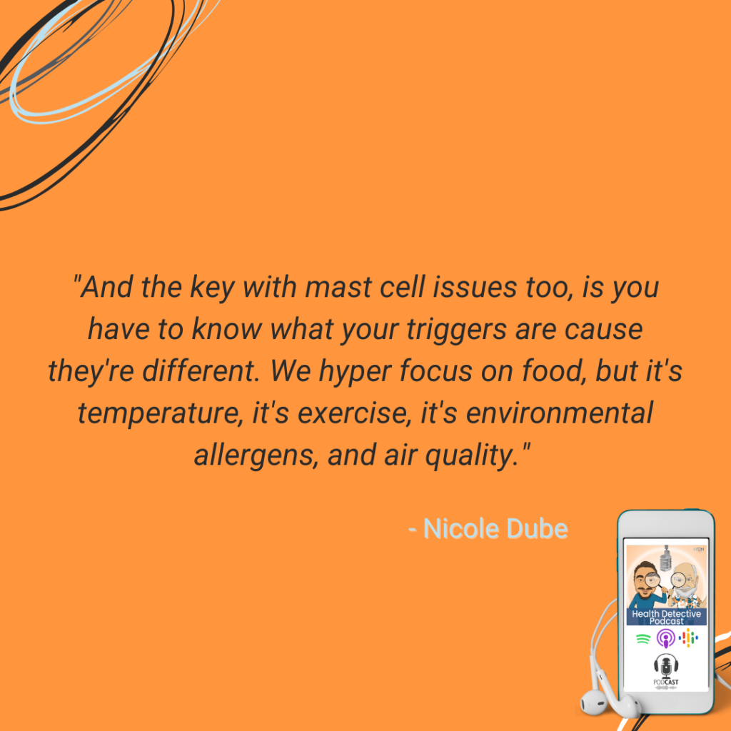 PINPOINT TRIGGERS, MAST CELL CONDITIONS, NOT JUST FOOD, TRIGGERS ARE AIR QUALITY, TEMPERATURE, EXERCISE, ENVIRONMENTAL ALLERGENS, FDN, FDNTRAINING, HEALTH DETECTIVE PODCAST
