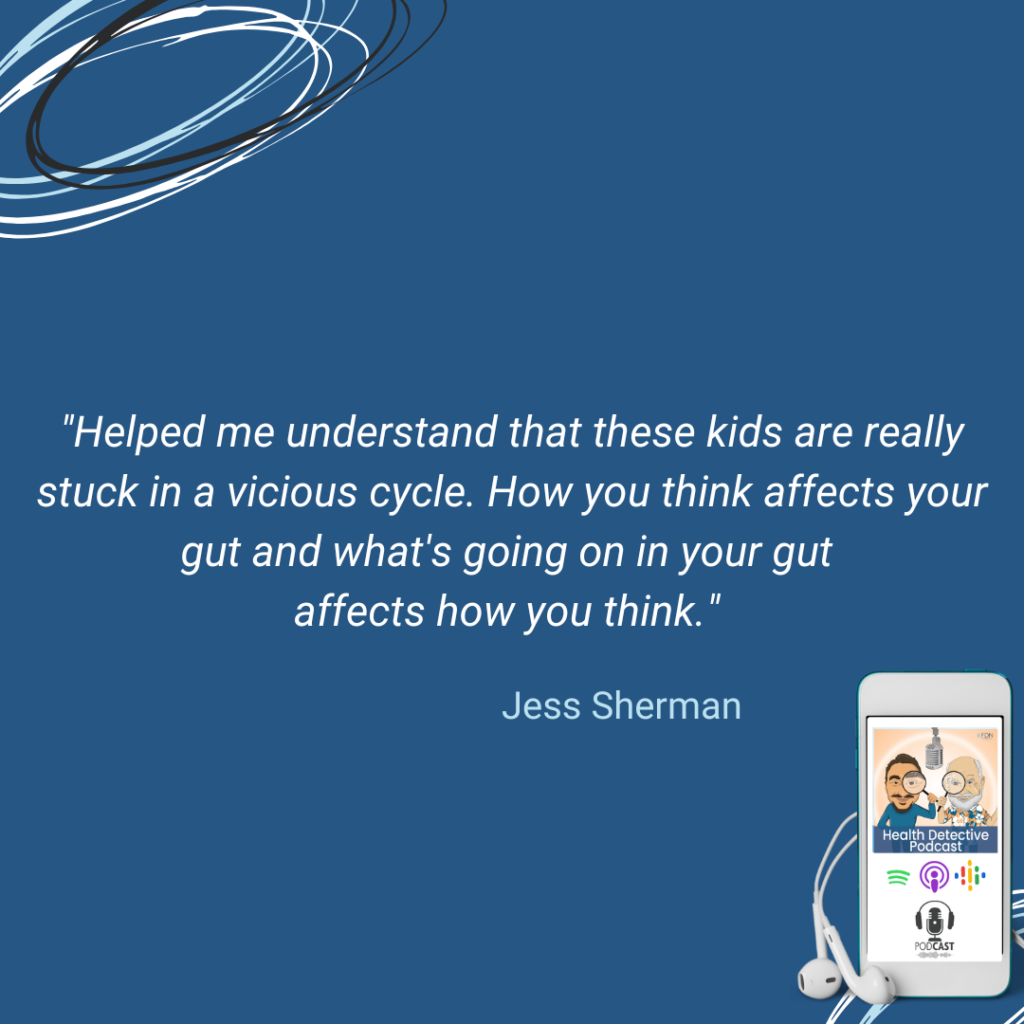 ANXIOUS KIDS, UNDERSTANDING THE GUT-BRAIN CONNECTION, BIDIRECTIONAL, GUT EFFECTS BRAIN, BRAIN EFFECTS GUT, FDN, FDNTRAINING, HEALTH DETECTIVE PODCAST