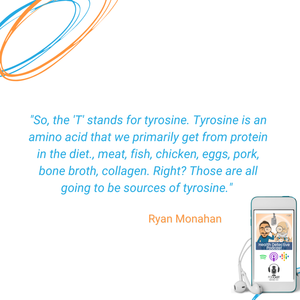 THE T IN T3 AND T4 STANDS FOR TYROSINE, WE GET TYROSINE FROM MEAT IN THE DIET, IT'S AN AMINO ACID, FDN, FDNTRAINING, HEALTH DETECTIVE PODCAST, THYROID MARKERS