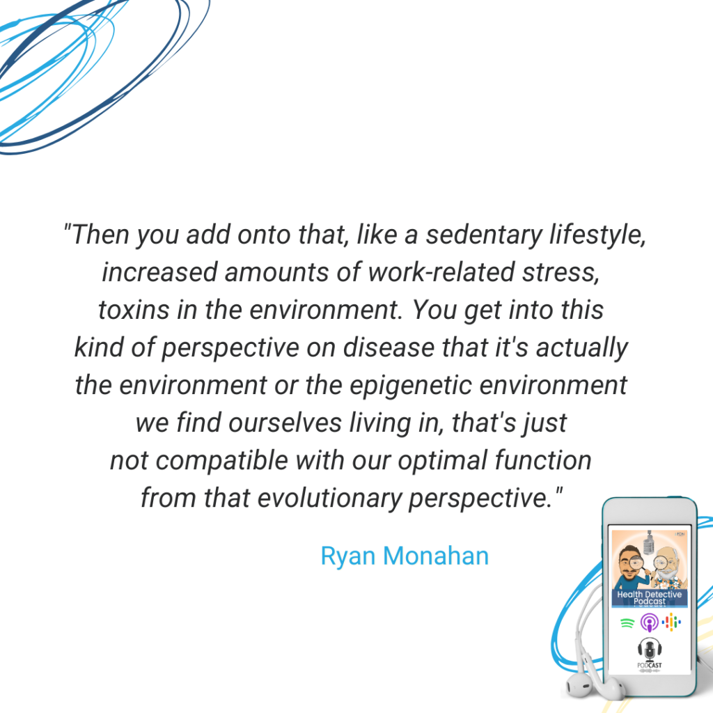 SEDENTARY LIFESTYLE, WORK-RELATED STRESS, ENVIRONMENTAL TOXINS, FOOD TOXINS, ALL ARE AGAINST OUR OPTIMAL FUNCTION, FDN, FDNTRAINING, HEALTH DETECTIVE PODCAST