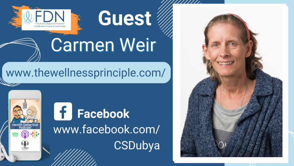 WHERE TO FIND CARMEN WEIR, CANCER SURVIVOR, FDN, FDNTRAINING, HEALTH DETECTIVE PODCAST