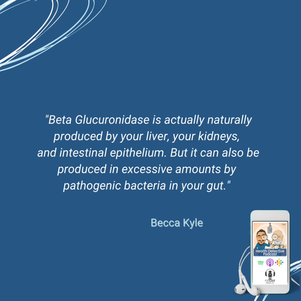 BET GLUCURONIDASE IS NATURALLY CREATED BY THE LIVER, KIDNEYS, EPITHELIUM, AND EXCESSIVELY BY PATHOGENIC BACTERIA IN THE GUT, FDN, FDNTRAINING, HEALTH DETECTIVE PODCAST