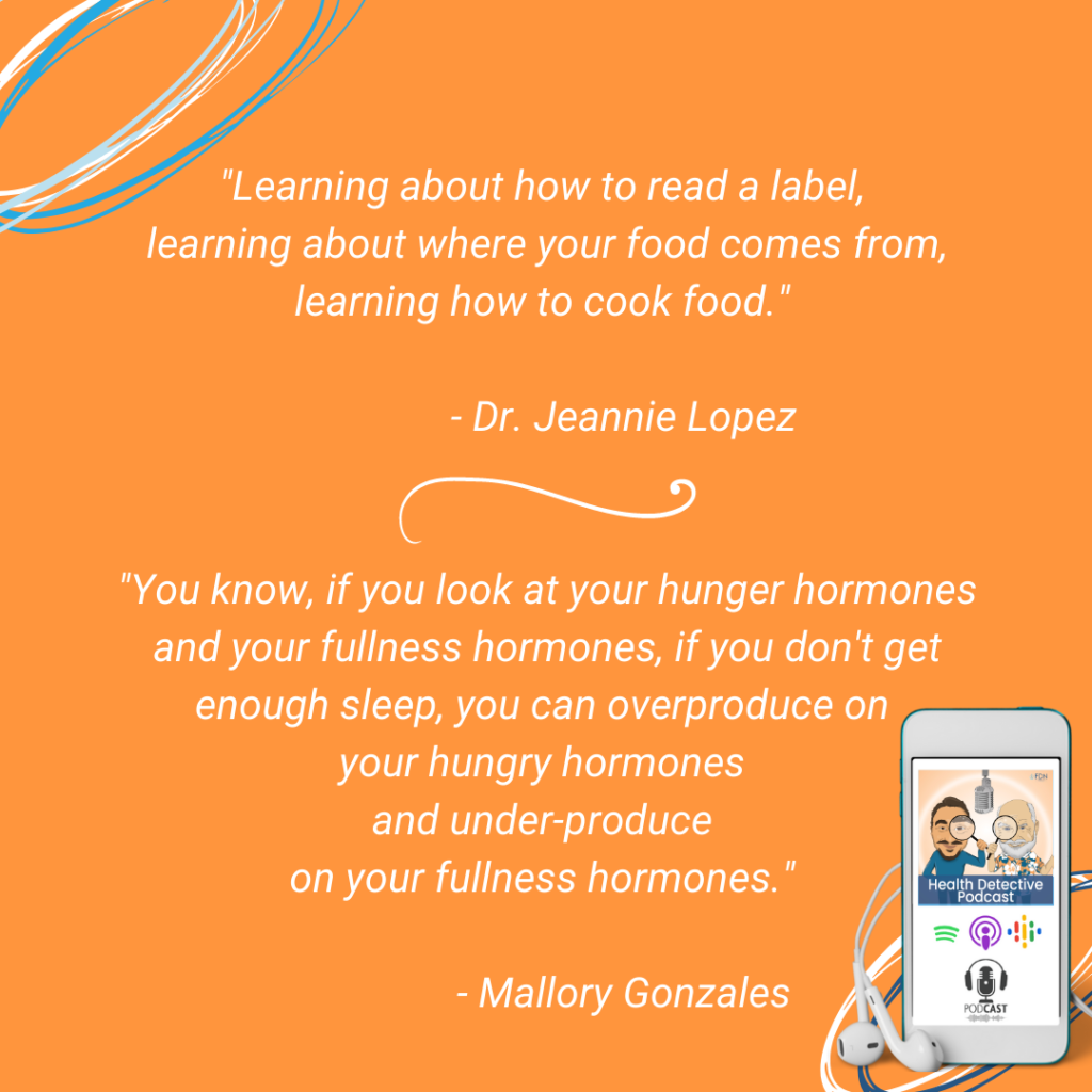 LEARN ABOUT FOOD, READ FOOD LABELS, SLEEP REGULAR SLEEP SCHEDULE, EFFECTS HORMONES, FDN, FDNTRAINING, HEALTH DETECTIVE PODCAST