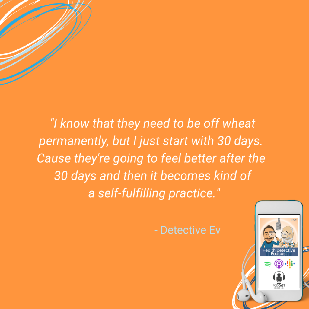 FOOD SENSITIVITY, GLUTEN FREE, SELF-FULFILLING PRACTICE, TAKE IT SLOW, 30 DAYS NO GLUTEN, FDN, FDNTRAINING, HEALTH DETECTIVE PODCAST