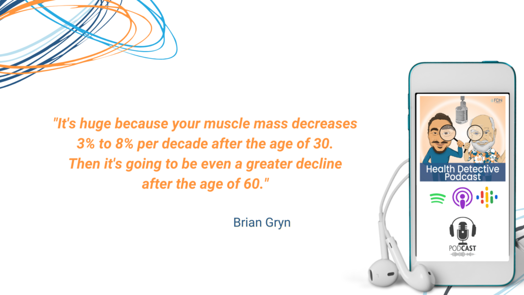 MUSCLE MASS DECREASES 3% TO 8% PER DECADE AFTER AGE 30, FDN, FDNTRAINING, HEALTH DETECTIVE PODCAST