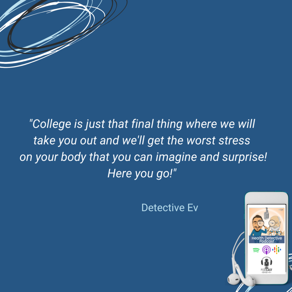 COLLEGE, WAY TOO MUCH STRESS, UNHEALTHY FOOD, UNHEALTHY SLEEP, CRAZY SCHEDULE, FDN, FDNTRAINING, HEALTH DETECTIVE PODCAST