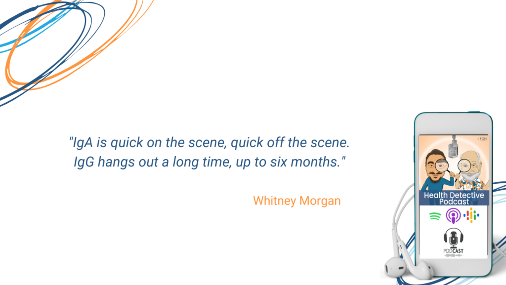 IMMUNE RESPONSES, IGA IS QUICK ON THE SCENE AND QUICK OFF, IGG HANGS OUT, UP TO SIX MONTHS, FND, FDNTRAINING, HEALTH DETECTIVE PODCAST