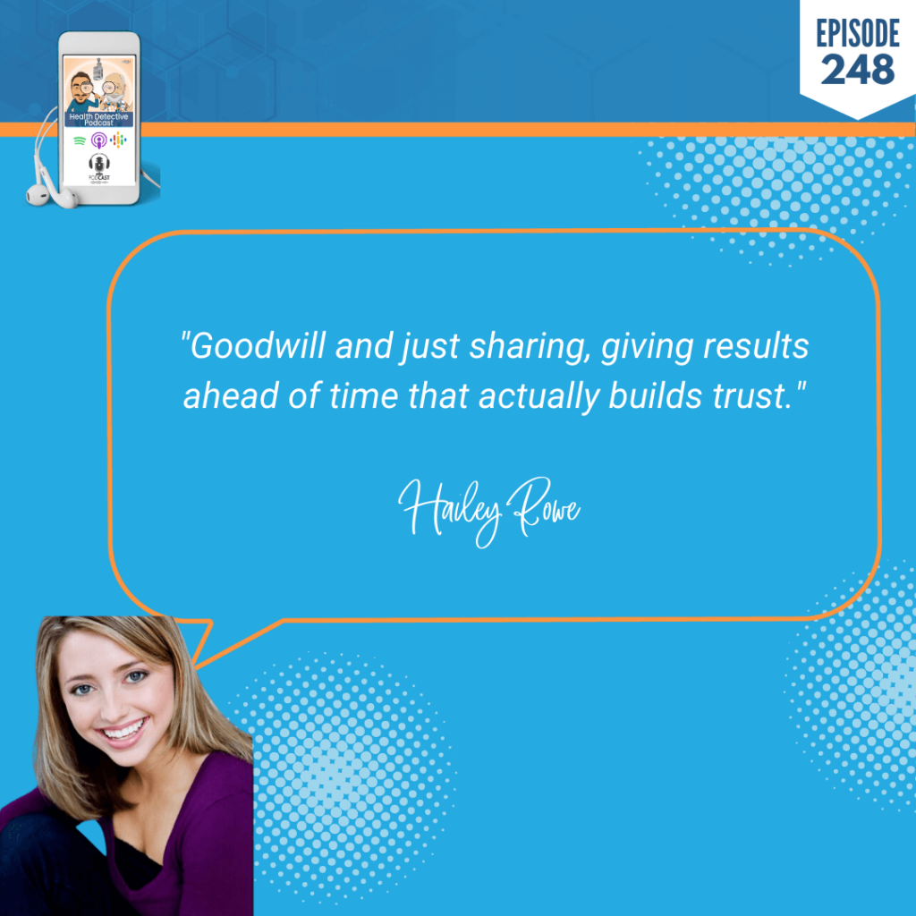 BUILD CONFIDENCE, HAILEY ROWE, BUSINESS, HEALTH COACH SALES PROCESS, FDN, FDNTRAINING, HEALTH DETECTIVE PODCAST, GOODWILL, SHARING, RESULTS, BUILDS TRUST