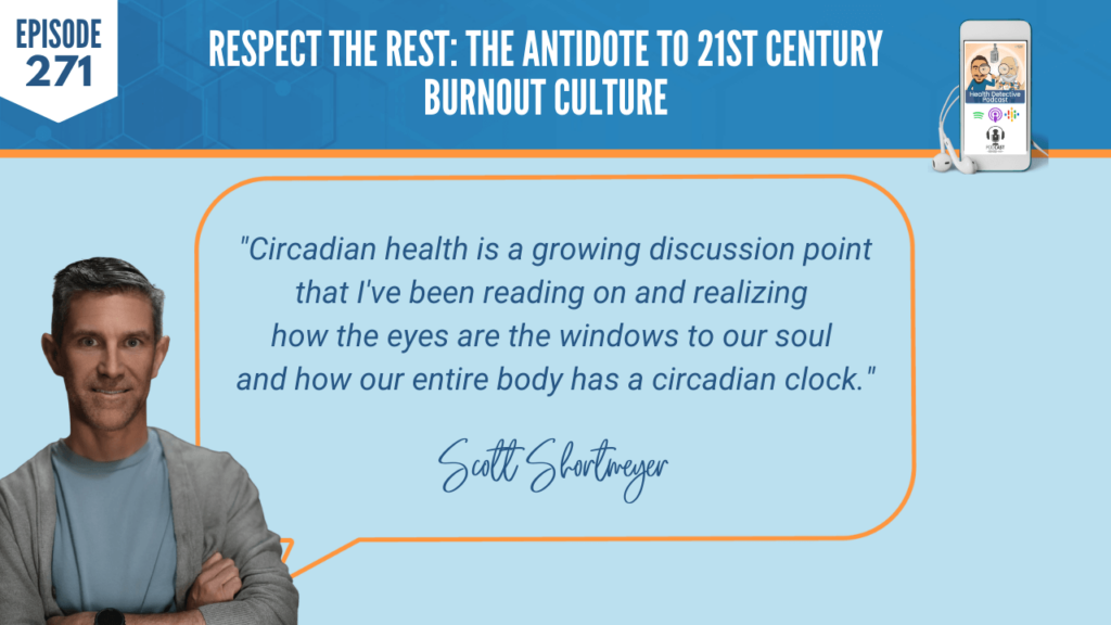 RESPECT THE REST, BURNOUT CULTURE, SCOTT SHORTMEYER, FDNP, DETECTIVE EV, EVAN TRANSUE, PODCAST, FDN, FDNTRAINING, HEATLH DETECTIVE PODCAST, CAUSEWAY HEALTH, HEALTH, HEALTH COACH, REST, RECOVERY, CIRCADIAN HEALTH, EYES, WINDOWS TO THE SOUL, ENTIRE BODY, CIRCADIAN CLOCK