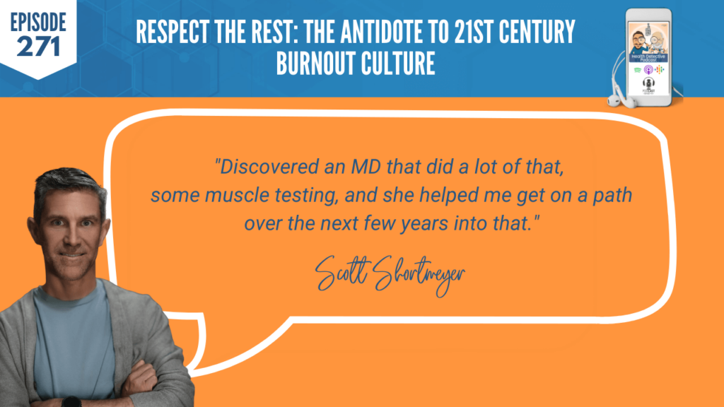 RESPECT THE REST, BURNOUT CULTURE, SCOTT SHORTMEYER, FDNP, DETECTIVE EV, EVAN TRANSUE, PODCAST, FDN, FDNTRAINING, HEATLH DETECTIVE PODCAST, CAUSEWAY HEALTH, HEALTH, HEALTH COACH, REST, RECOVERY, MD, MUSCLE TESTING, FOOD SENSITIVITY TESTING, PATH