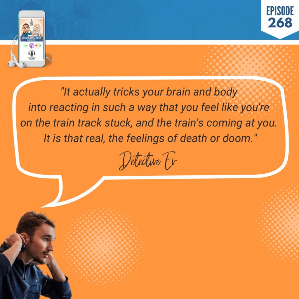 MENTAL WELLNESS, MIND AND BODY HARMONY, MENTAL HEALTH, ANXIETY, PANIC ATTACKS, LUCY MCKELLAR, DETECTIVE EV, EVAN TRANSUE, FDN, FDNTRAINING, HEATLH DETECTIVE PODCAST, HEALTH, HEALTH STORY, HEALTH JOURNEY, TRICKS MIND AND BODY, TRAIN TRACK STUCK, TRAIN'S COMING, FEELINGS OF DEATH AND DOOM