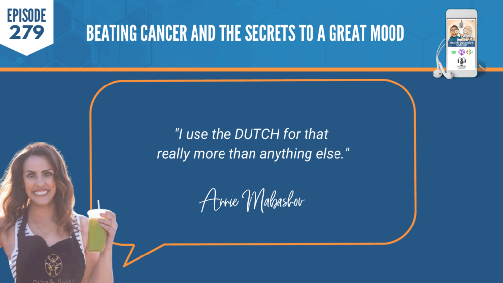 BEATING CANCER, GREAT MOOD, ANNIE MABASHOV, WELL WITH ANNIE, DETECTIVE EV, EVAN TRANSUE, FDN, FDNTRAINING, HEALTH DETECTIVE PODCAST, HEALTH COACH, HEALTH, FOOD, PROTEIN, CANCER, MOODS, DUTCH